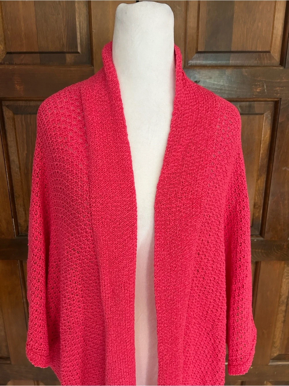 NWT Chico's Wild Rose Pink Open-Knit Lightweight Wrap Sweater L/XL Cardigan